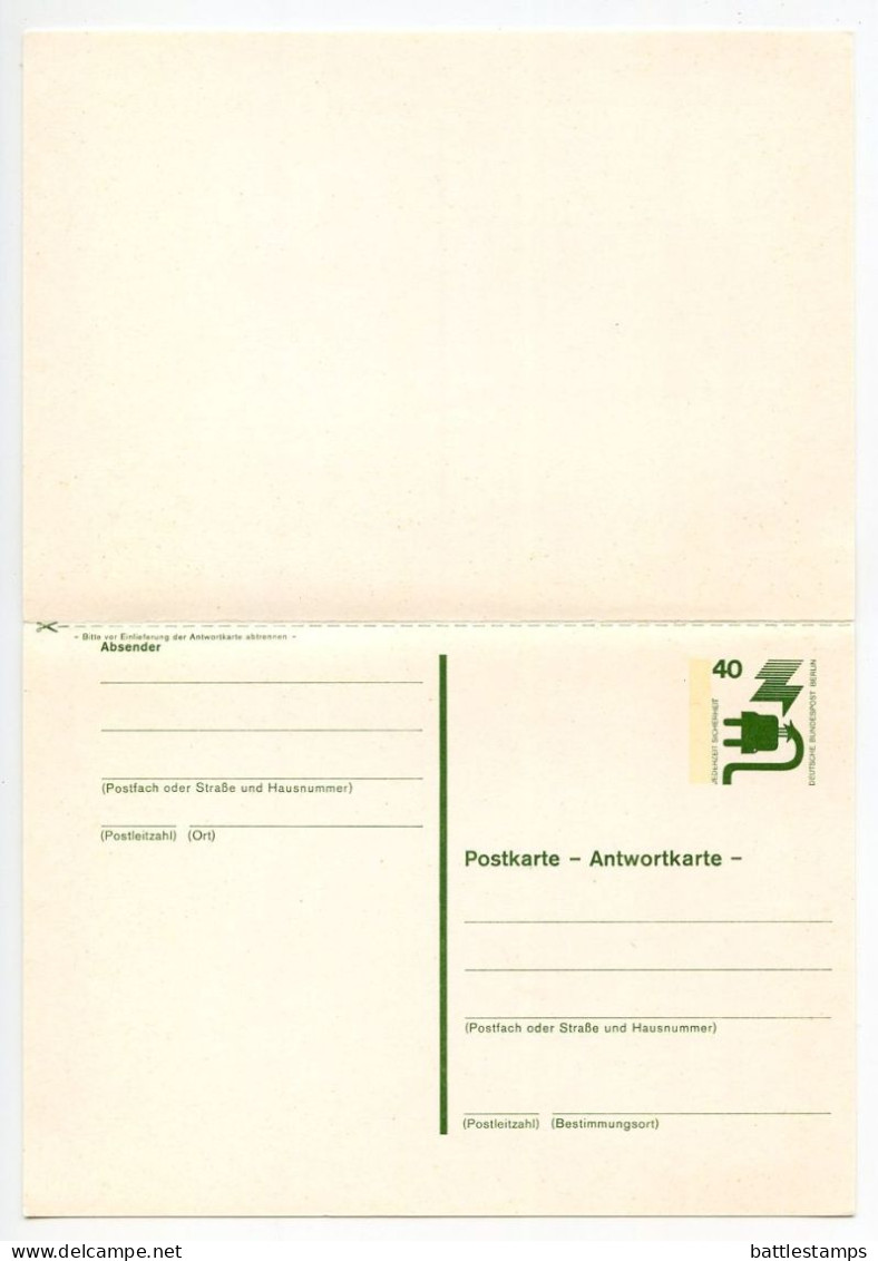 Germany, Berlin 1970's 2 Mint Postal Reply Cards - 20pf. & 40pf. Accident Prevention - Postcards - Mint