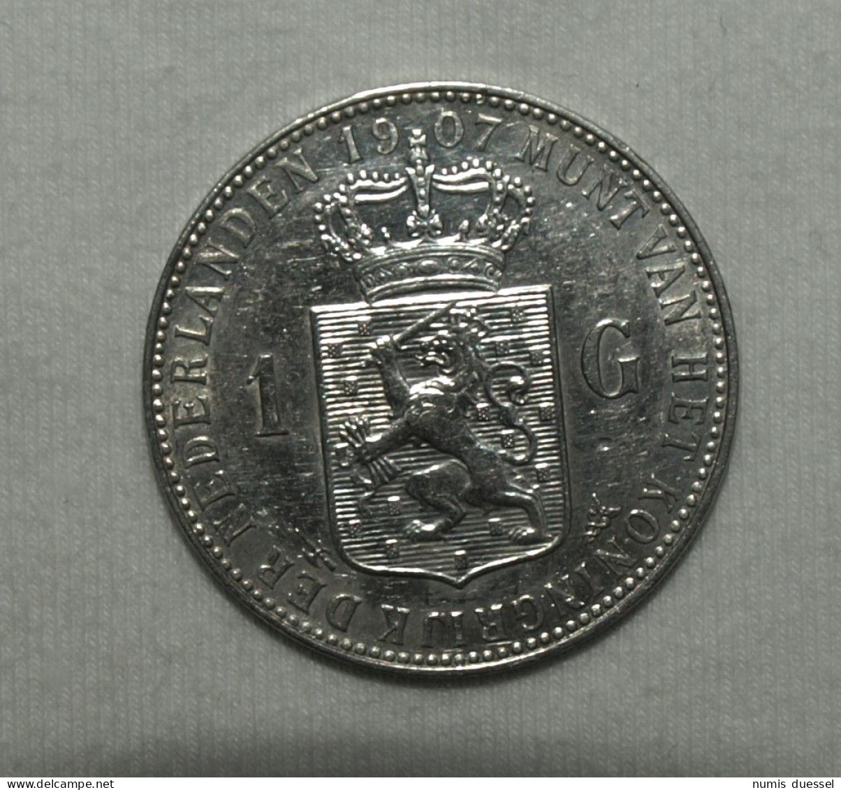 Silber/Silver Niederlande/Netherlands Wilhelmina, 1907, 1 Gulden VZ/XF - 1 Gulden