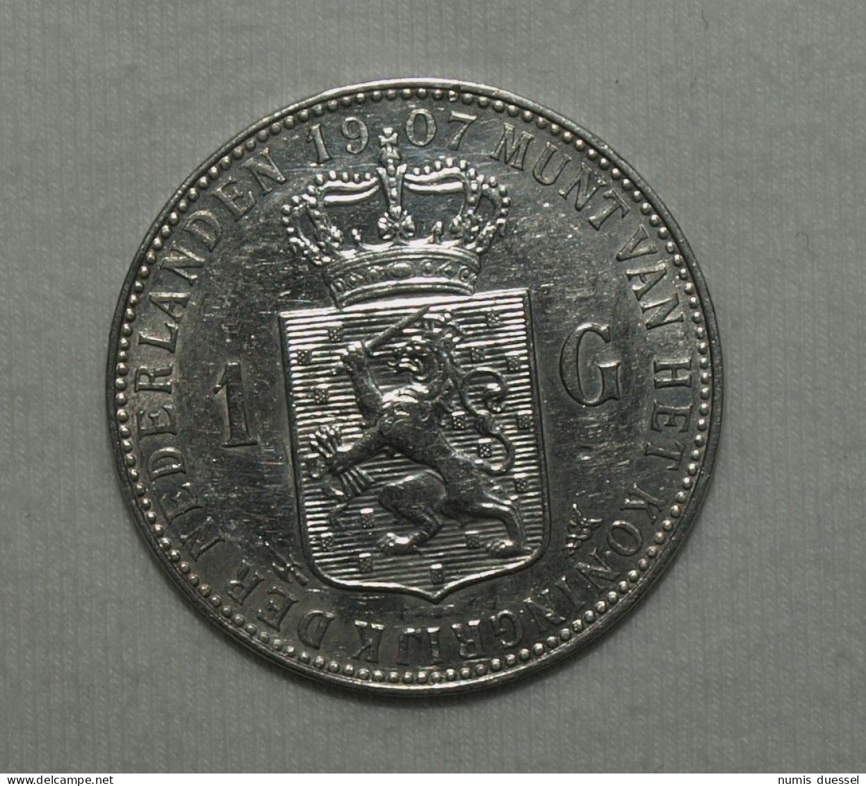 Silber/Silver Niederlande/Netherlands Wilhelmina, 1907, 1 Gulden VZ/XF - 1 Gulden