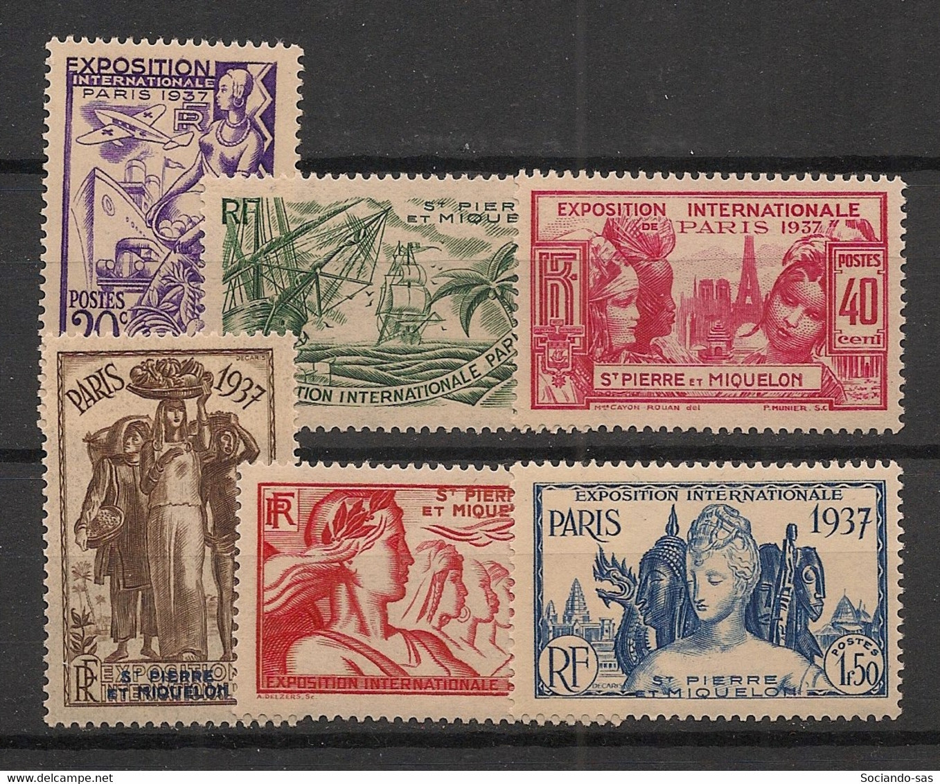 SPM - 1937 - N°YT. 160 à 165 - Exposition Internationale - Série Complète - Neuf * / MH VF - Nuovi