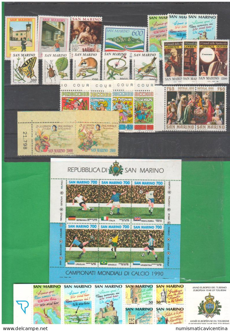 San Marino 1990 Annata Completa 23 Francobolli + 1 Foglietto BF 6 Valori NUOVI ** Stamps Saint Marin - Neufs