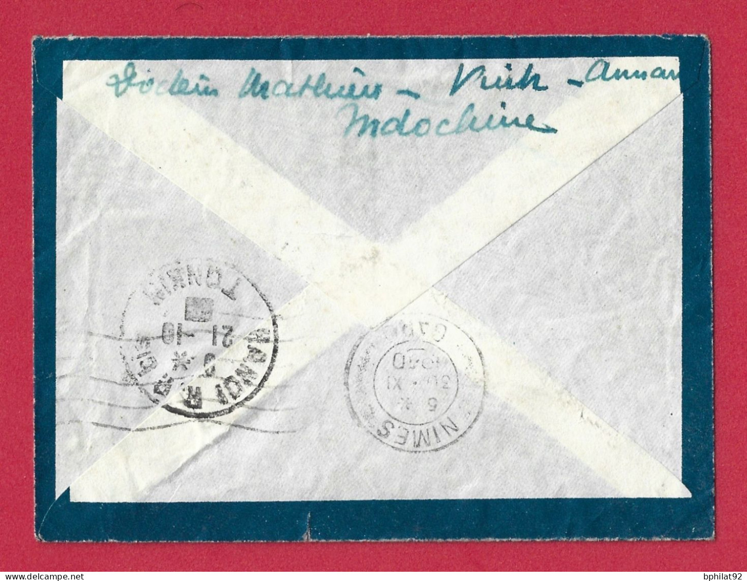 !!! INDOCHINE, LETTRE PAR AVION DE VINH-ANNAM VIA LYDDA, PALESTINE POUR LA FRANCE DE 1940 - Poste Aérienne