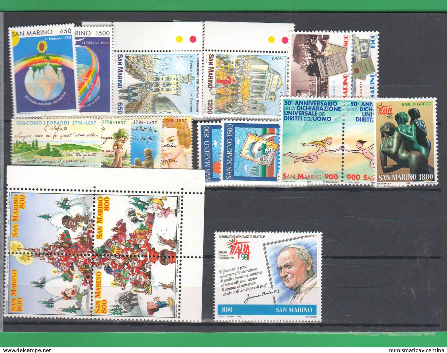 San Marino 1998 Annata Completa 23 Francobolli + 3 Foglietti BF + 1 Libretto Calcio NUOVI ** Stamps Saint Marin - Neufs