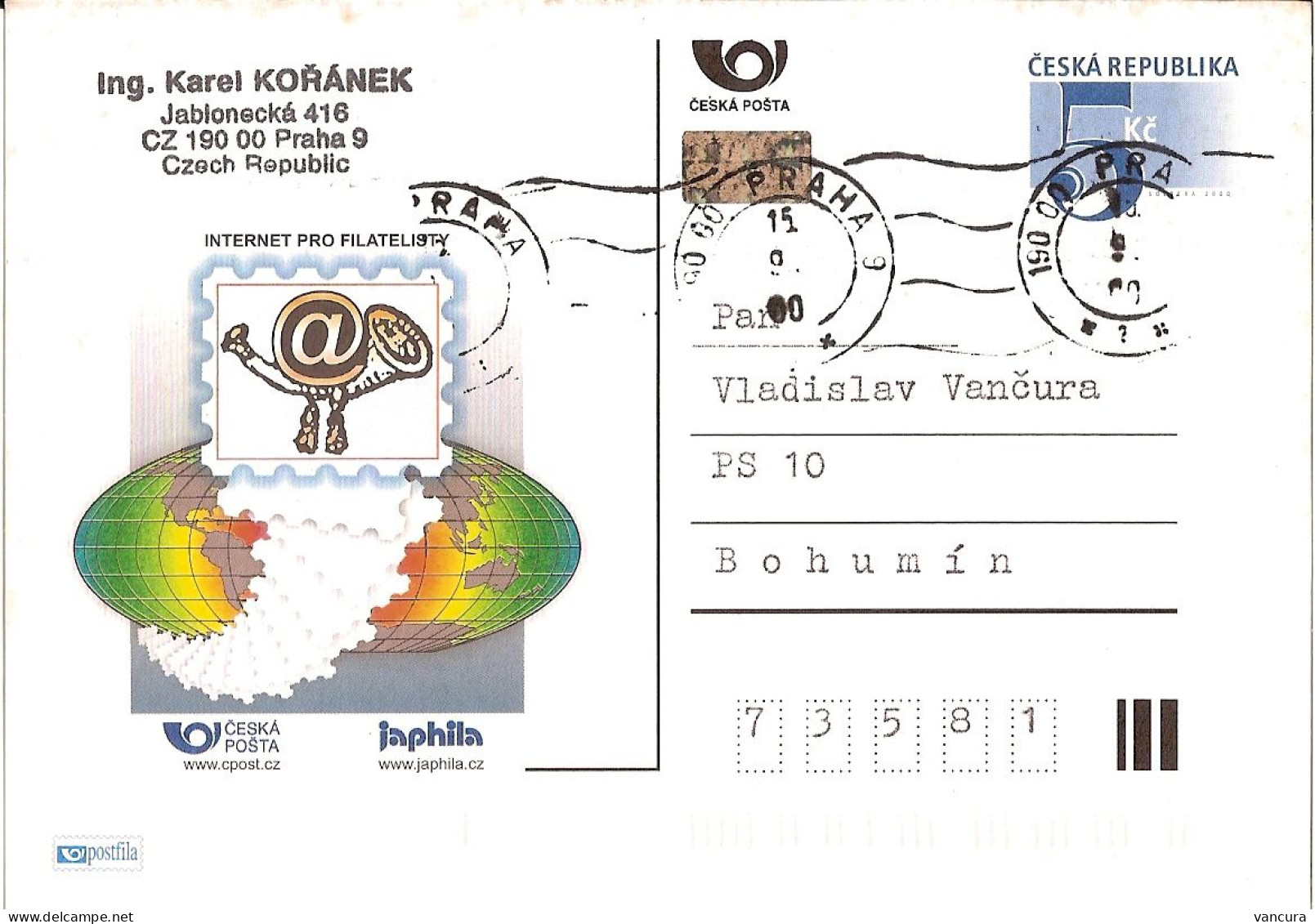 CDV A 60 Czech Republic Japhila - Internet For Philatelists 2000 - Computers