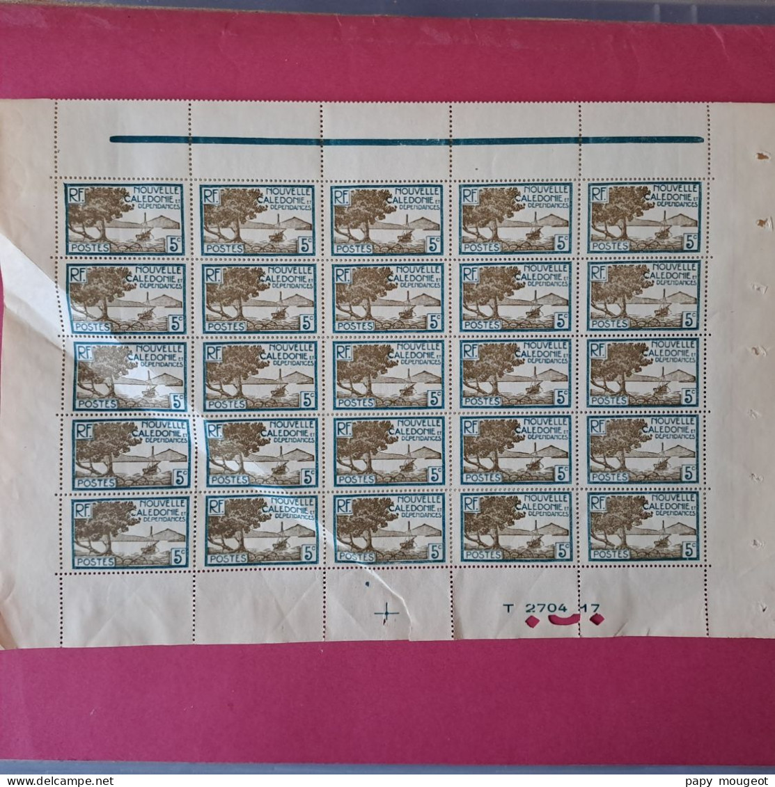 Feuille De 75 Timbres (pliée) - 5 C. Bleu - Pointe Des Palétuviers - Neuf Gomme D'origine (état) - Unused Stamps