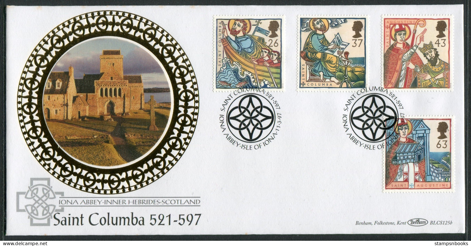 1997 GB Missions Of Faith First Day Cover, Saint Columba, Iona Abbey, Scotland Benham BLCS 125b FDC - 1991-2000 Decimal Issues