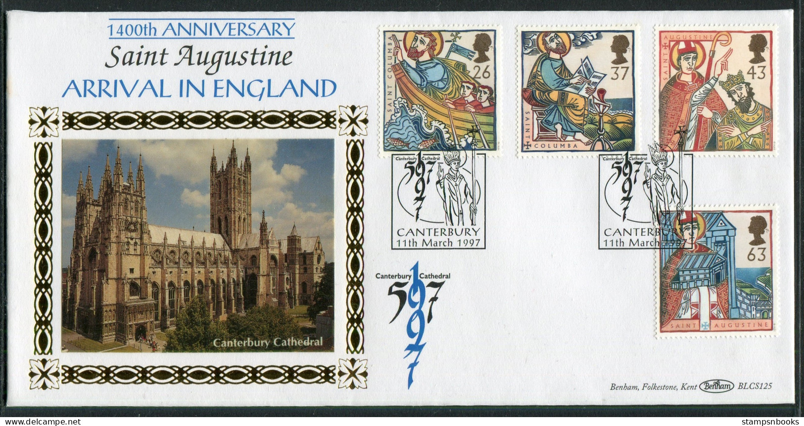 1997 GB Missions Of Faith First Day Cover, Saint Augustine, Canterbury Cathedral Benham BLCS 125 FDC - 1991-2000 Em. Décimales