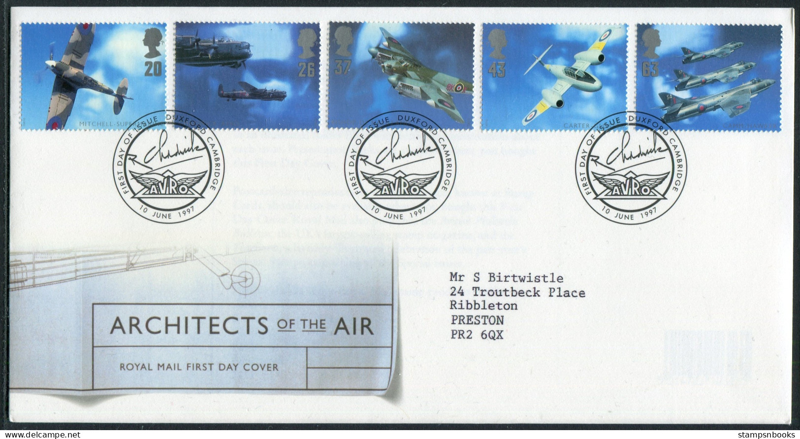 1997 GB Aircraft First Day Cover, Duxford FDC - 1991-2000 Dezimalausgaben