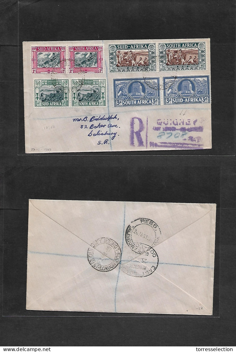 SOUTH AFRICA. 1939 (23 Jan) Guigney - Salisbury, Plusdeir (26 Jan) Multifkd Envelope Via East London. - Other & Unclassified