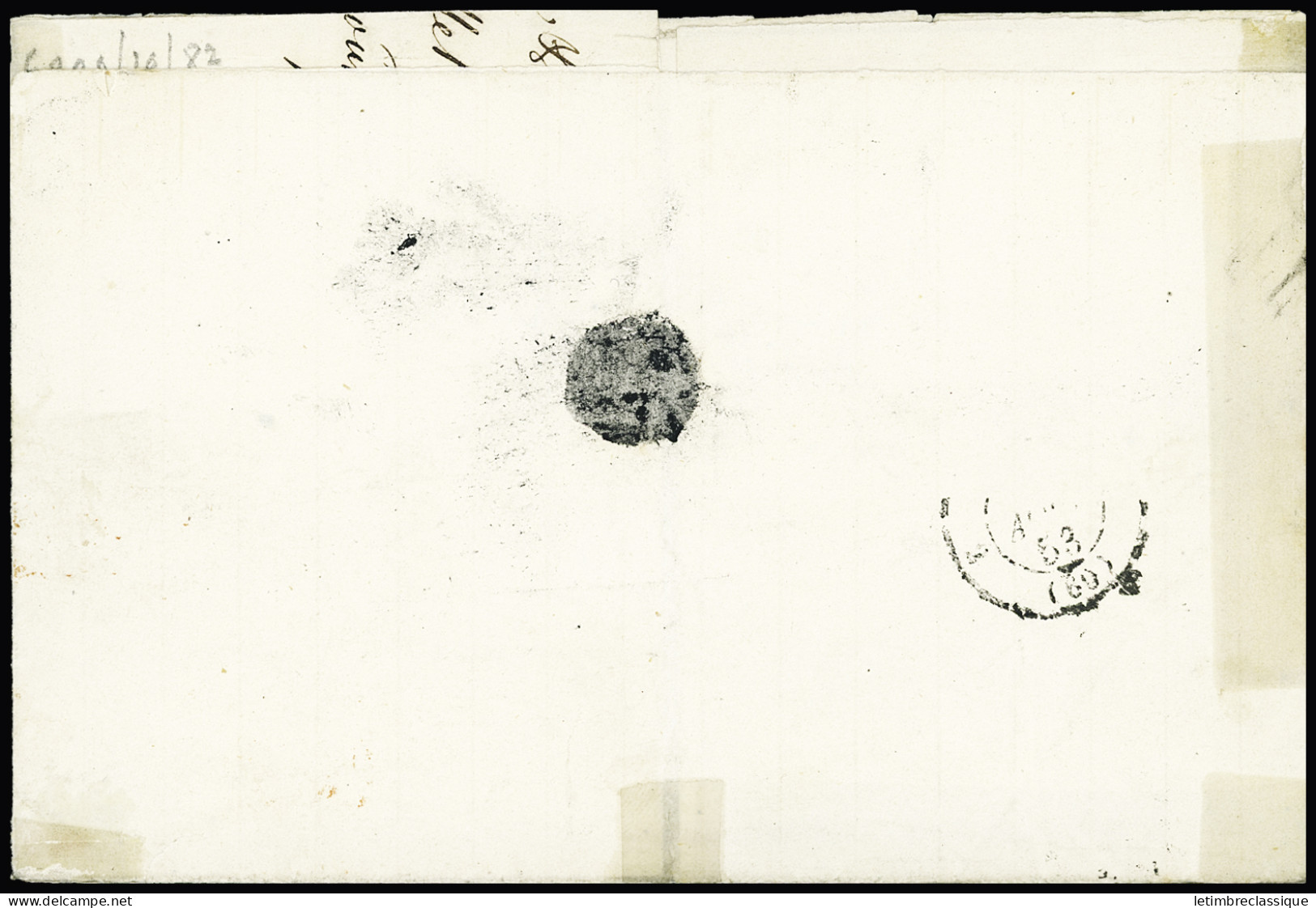 Lettre N°4 25c Bleu, Bande De 4 Et Deux Isolés, Obl. Gros Points Sur Lettre De Pointe à Pitre, GUADELOUPE 1853 Pour Pari - 1849-1850 Ceres