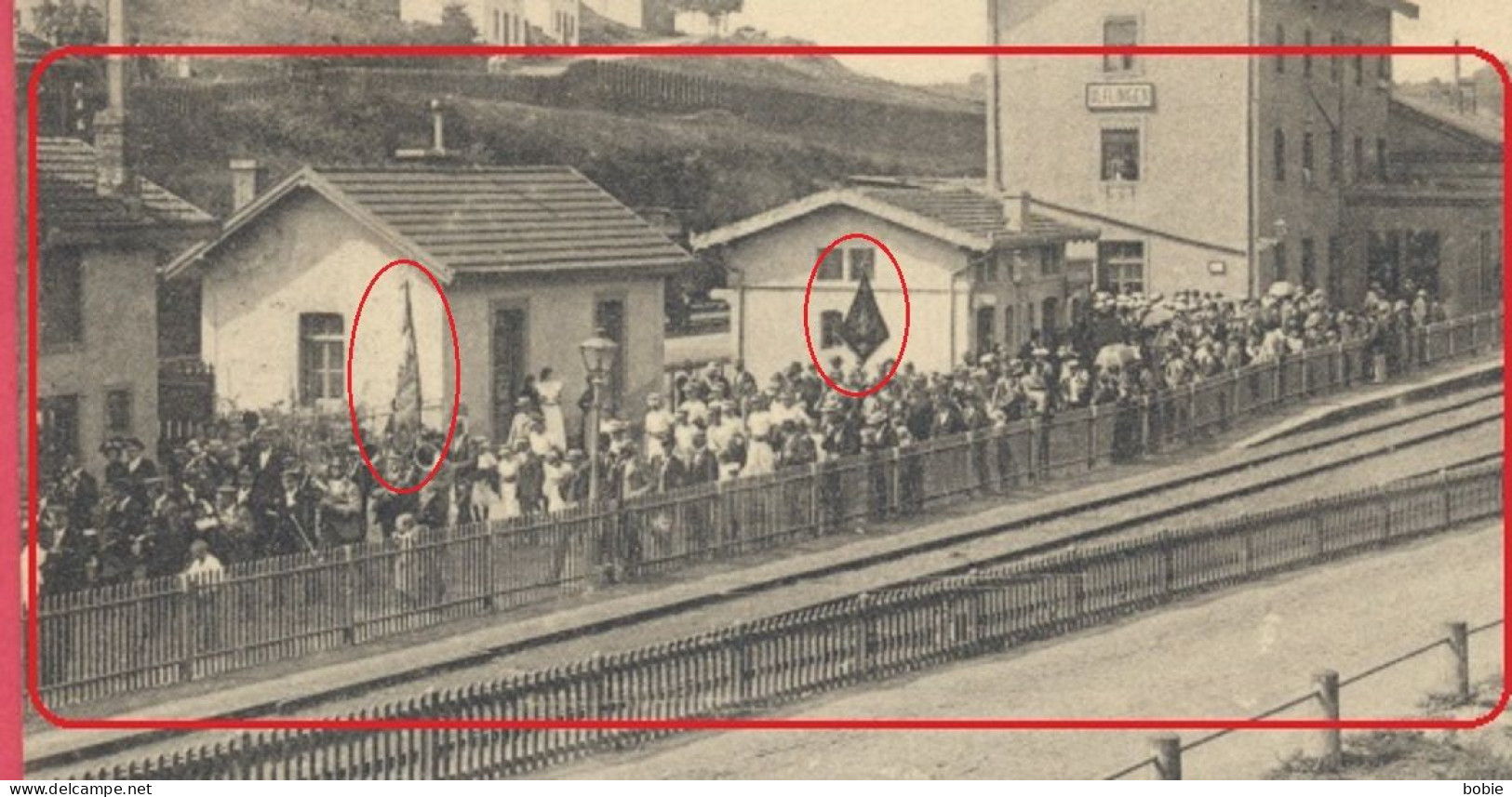 Troisvierges - Ulflingen - Nels Luxembourg : Gare - Manifestation, Inauguration, Fanfare Et Drapeaux Le Long Des Voies. - Troisvièrges