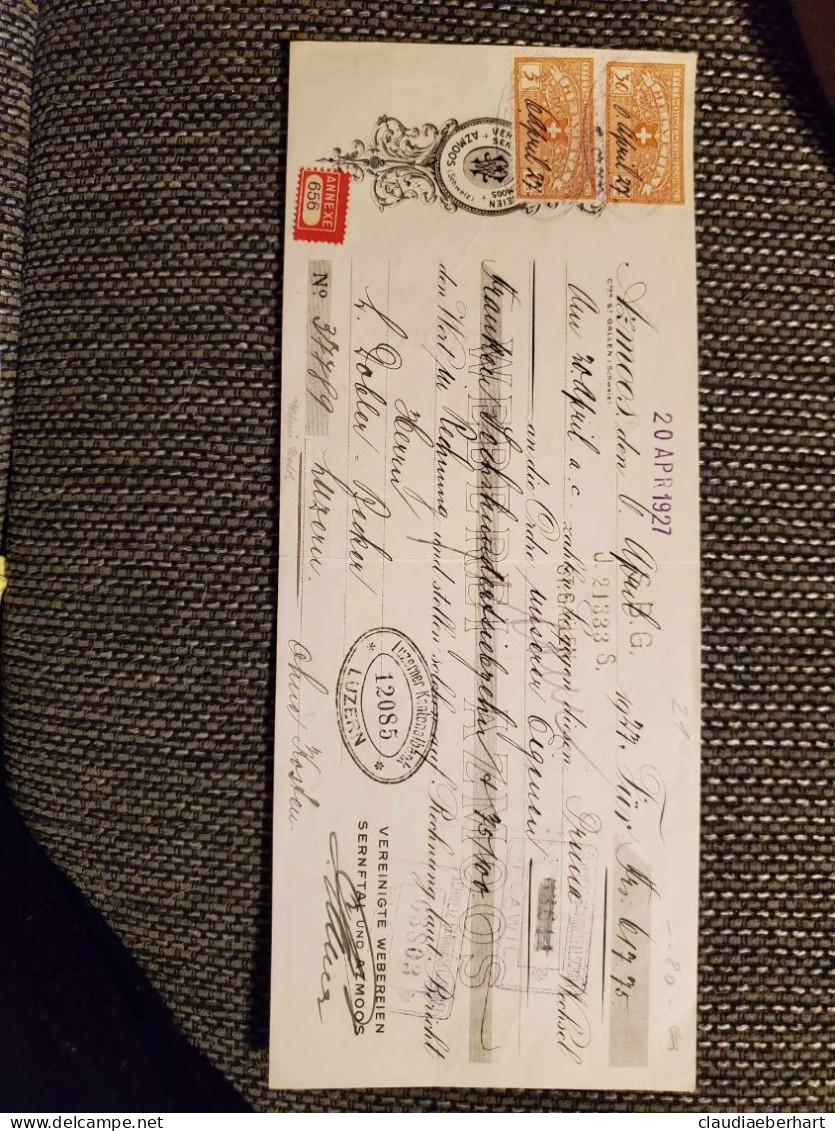 1927 Helvetia - Cheques En Traveller's Cheques