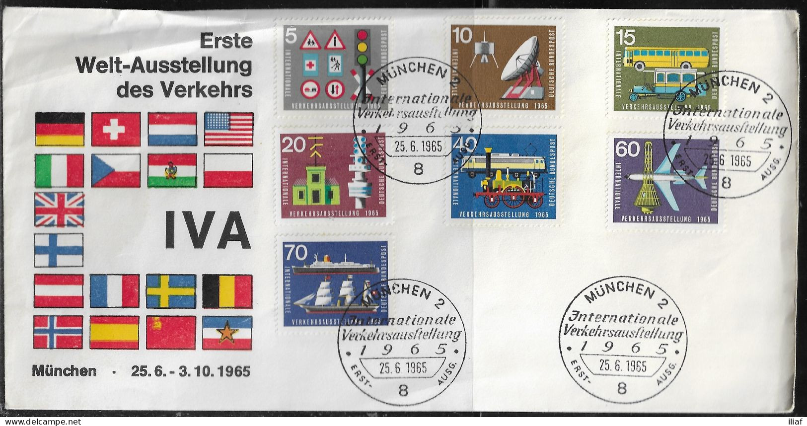 Germany. FDC Mi. 468-474.  International Transport Exhibition, Munich.  FDC Cancellation On Cachet Special Envelope - 1961-1970