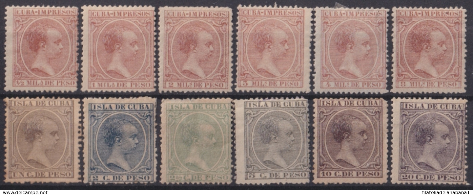 1890-122 CUBA SPAIN 1890 ALFONSO XIII ½ Mls – 20c COMPLETE SET.  - Voorfilatelie