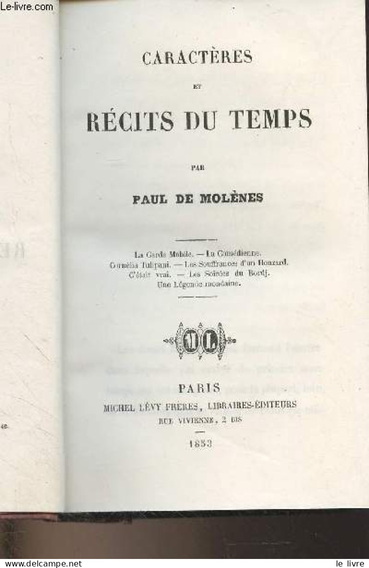 Caractères Et Récits Du Temps - De Molènes Paul - 1853 - Valérian