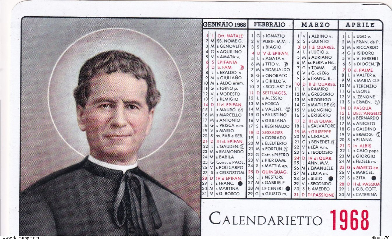 Calendarietto - Don  Bosco - Anno 1968 - Klein Formaat: 1961-70