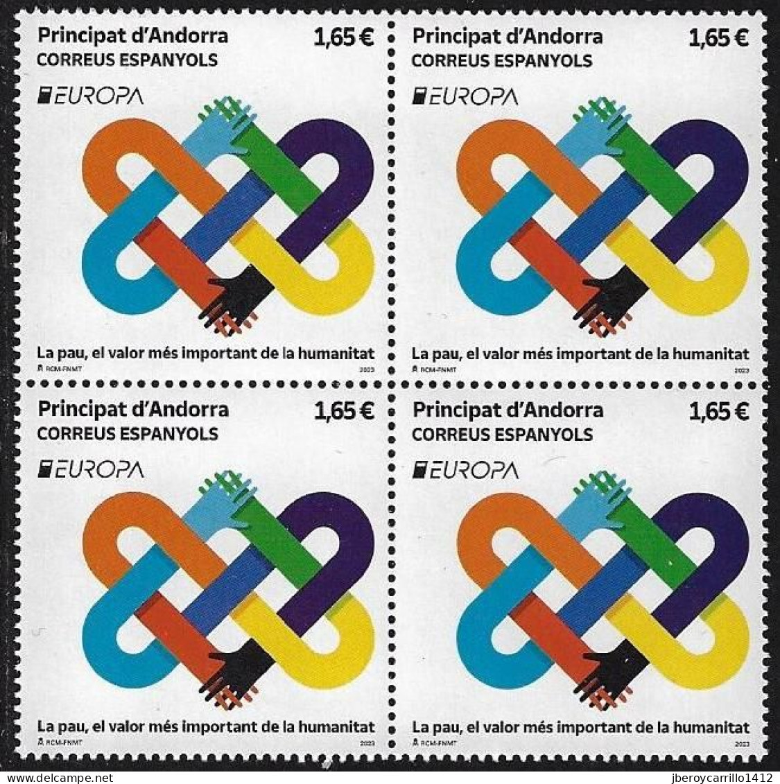 ANDORRA ESPAÑOLA /SPANISH ANDORRA - EUROPA-CEPT 2023 -"PEACE – The Highest Value Of Humanity".- BLOCK Of 4 STAMPS - N - 2023