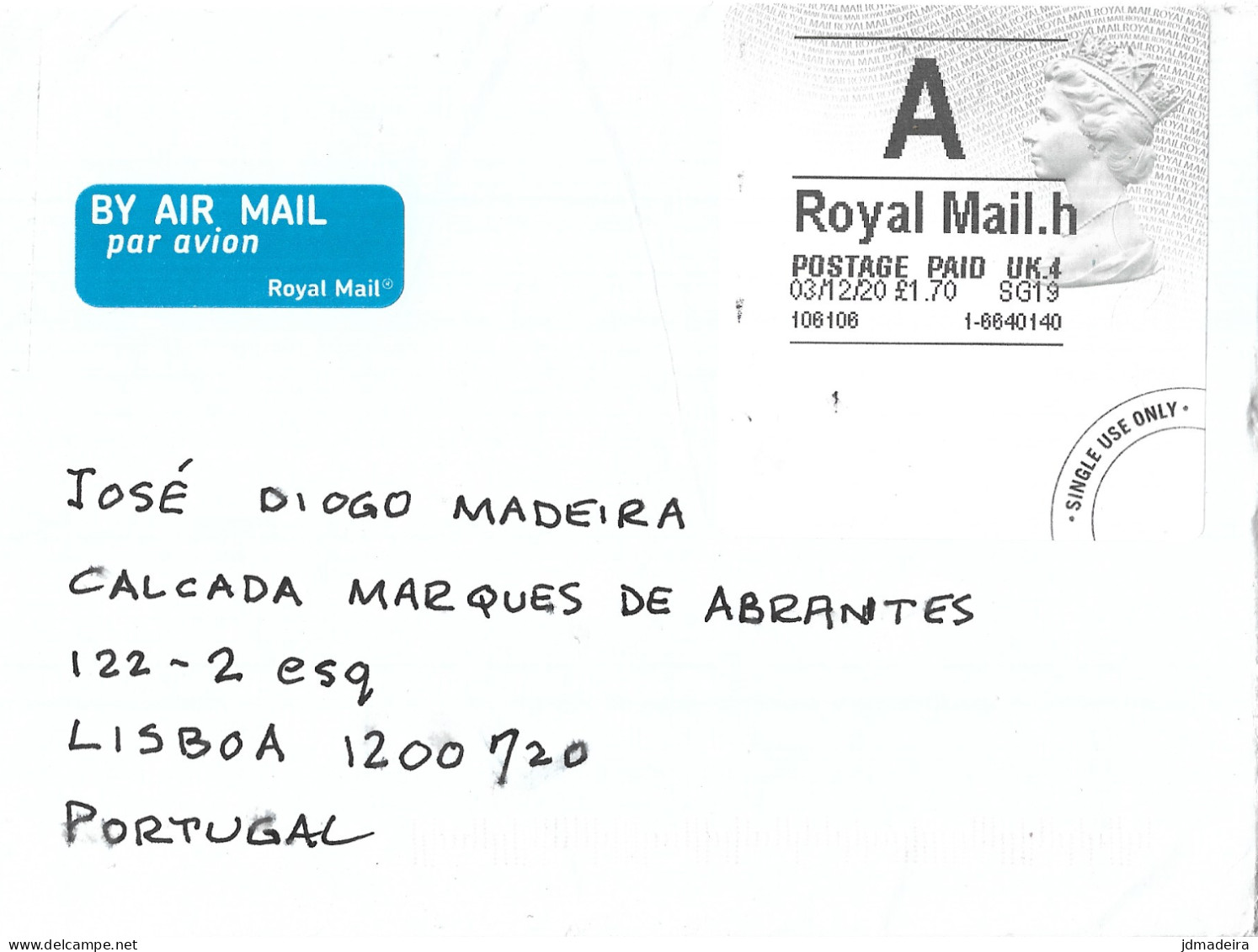 UK Cover To Portugal ATM Stamp - Non Classés