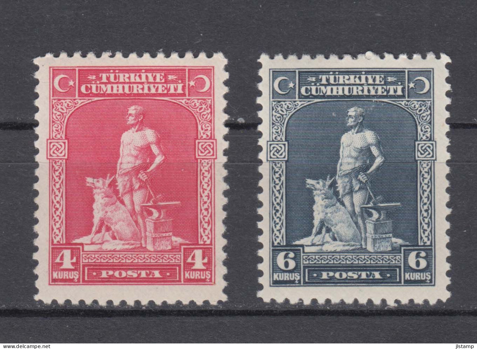 Turkey 1930 Gray Wolf Stamps,3k/6k,Scott# 689/691,OG MH,VF - Unused Stamps