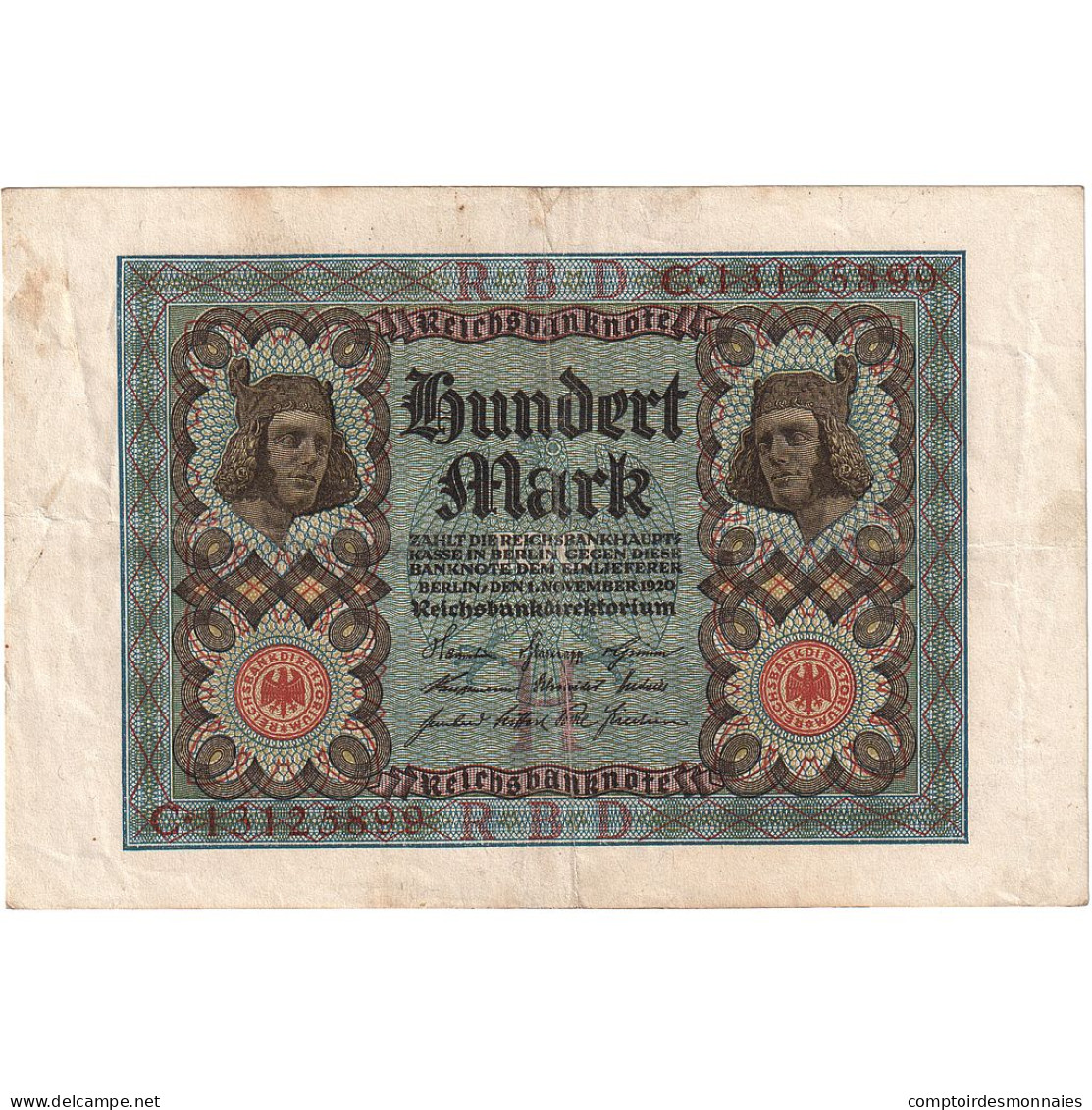 Allemagne, 100 Mark, 1920, 1920-11-01, KM:69b, TTB - 100 Mark