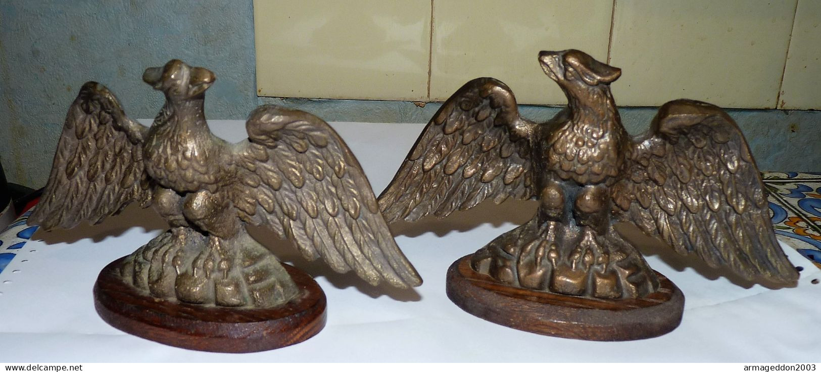 PAIRE LOT 2 BRONZE AIGLES NAPOLEON DIT GRILLES DU CHATEAU DES TUILERIES EMPIRE - Bronzes