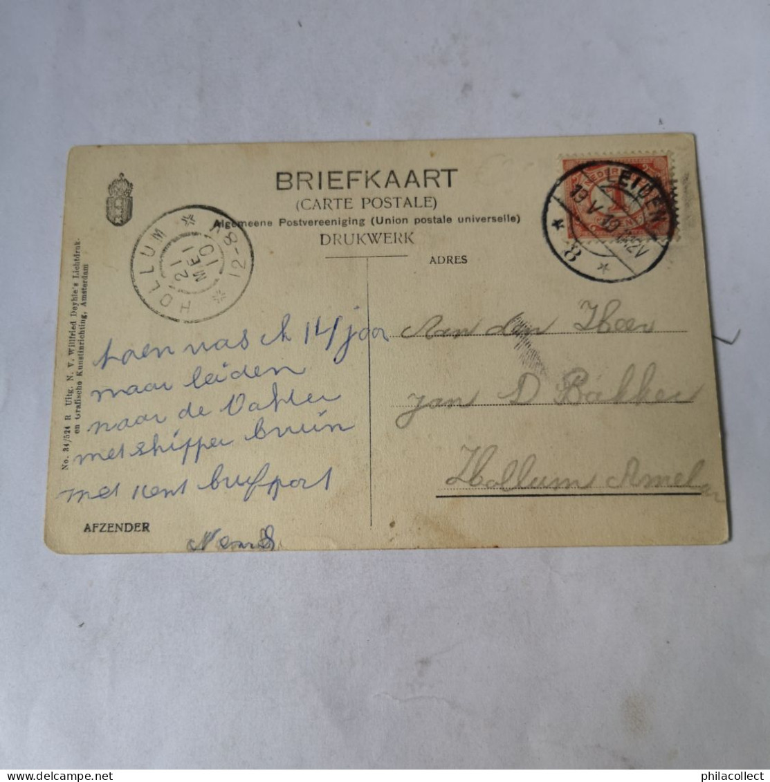 Leiden // Noord Einde 1910 Met GRStempel Hollum Aankomst - Leiden