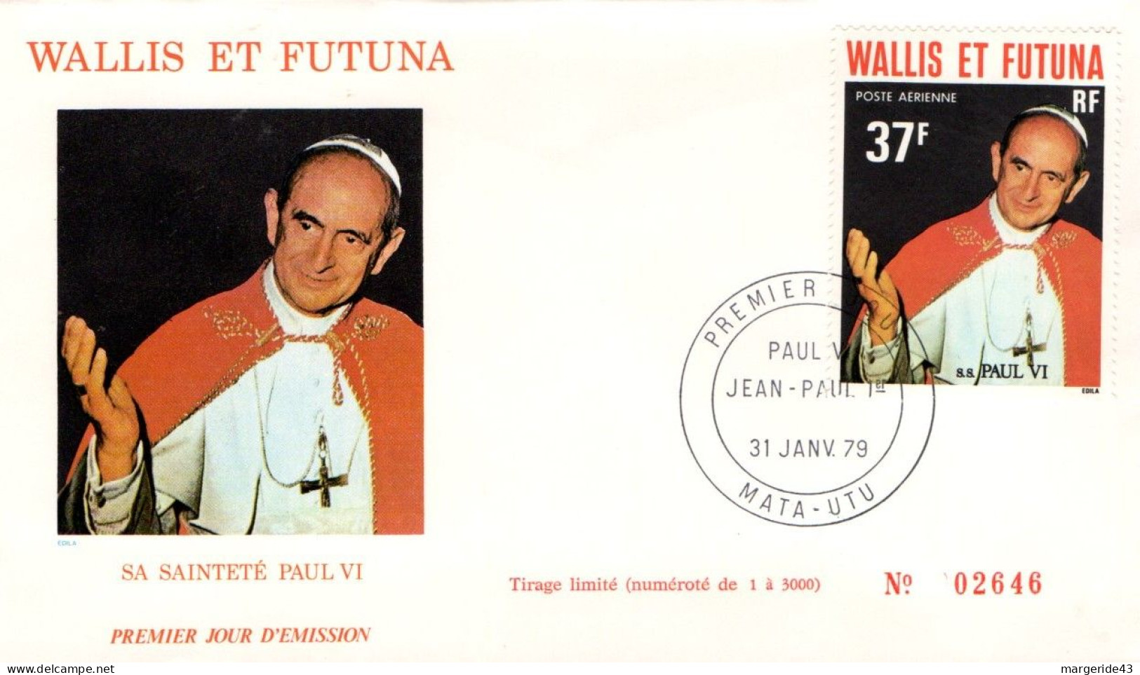 WALLIS ET FUTUNA FDC 1979 PAPE PAUL VI - FDC