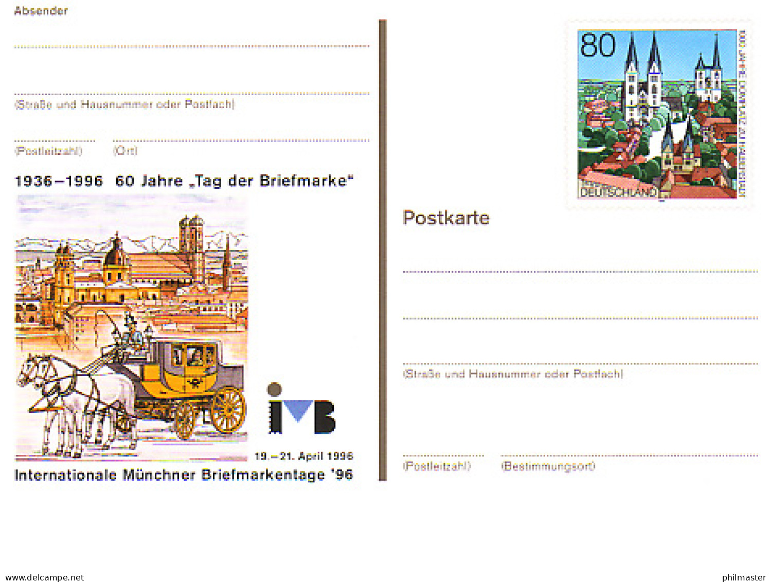 PSo 41 Briefmarkenbörse München Tag Der Briefmarke 1996, ** Wie Verausgabt - Cartes Postales - Neuves
