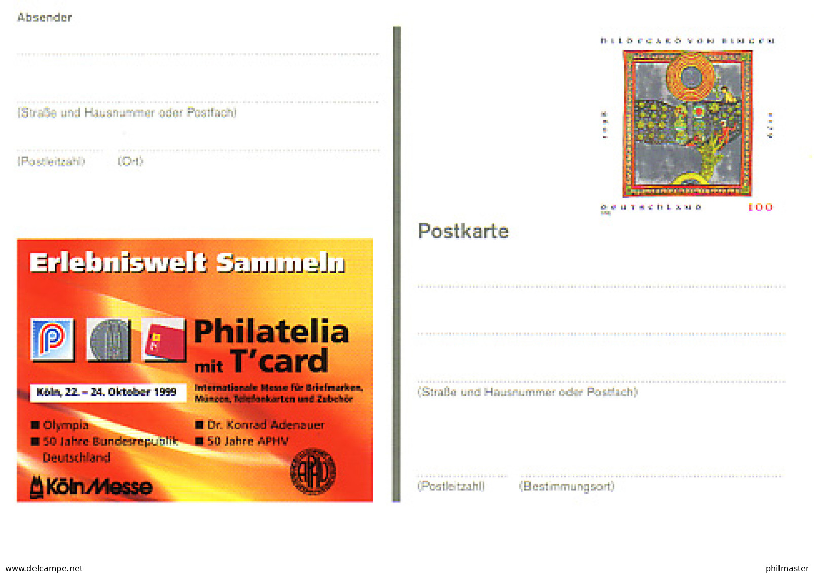 PSo 61 PHILATELIA Köln Hildegard Von Bingen 1999, ** Wie Verausgabt - Cartes Postales - Neuves
