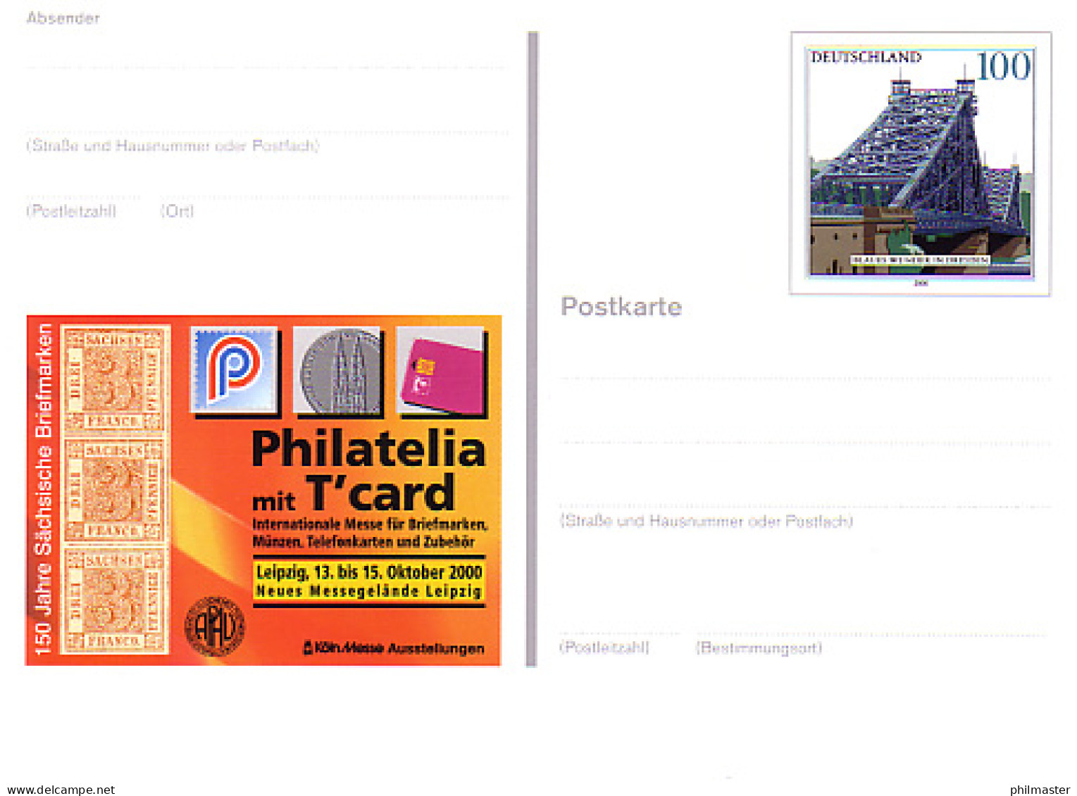 PSo 72 PHILATELIA Leipzig Sachsendreier 2000, ** Wie Verausgabt - Cartes Postales - Neuves