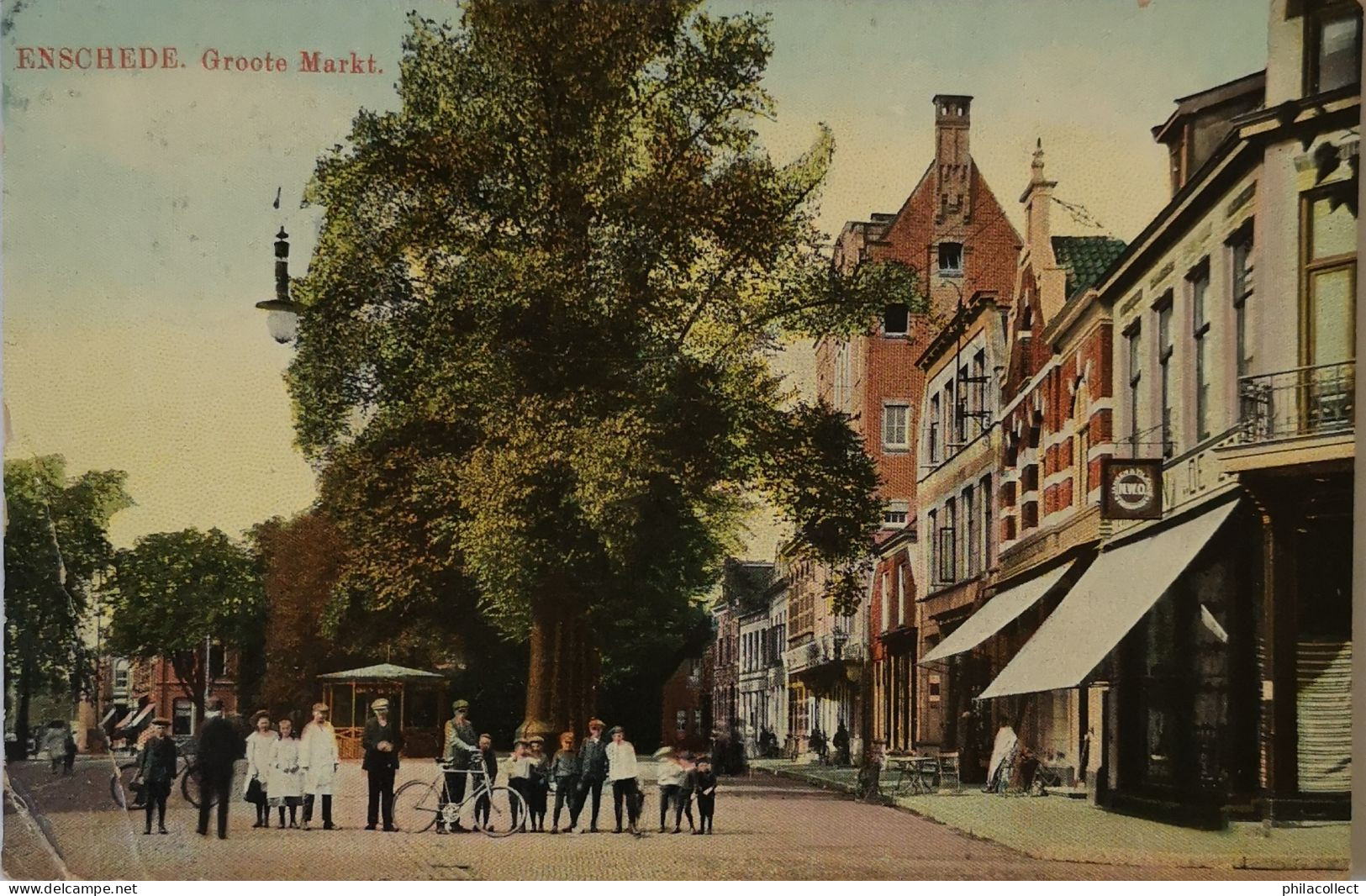 Enschede //  Groote Markt 1915 Hoek Vouwen - Enschede