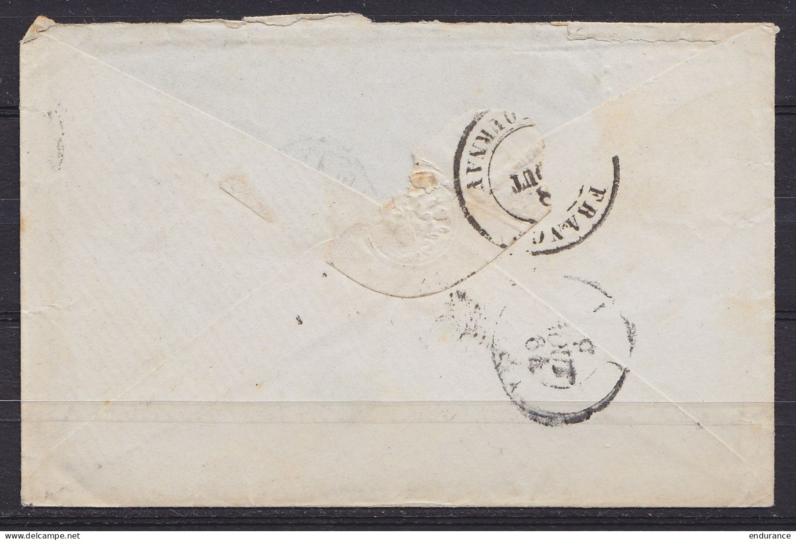 L. Affr. N°16 Lpts "363" Càd TOURNAY /8 AOUT 1864 Pour DOUAI - [PD] - Marque Passage "BELG. A …" (au Dos: Càd "France PA - 1865-1866 Profile Left
