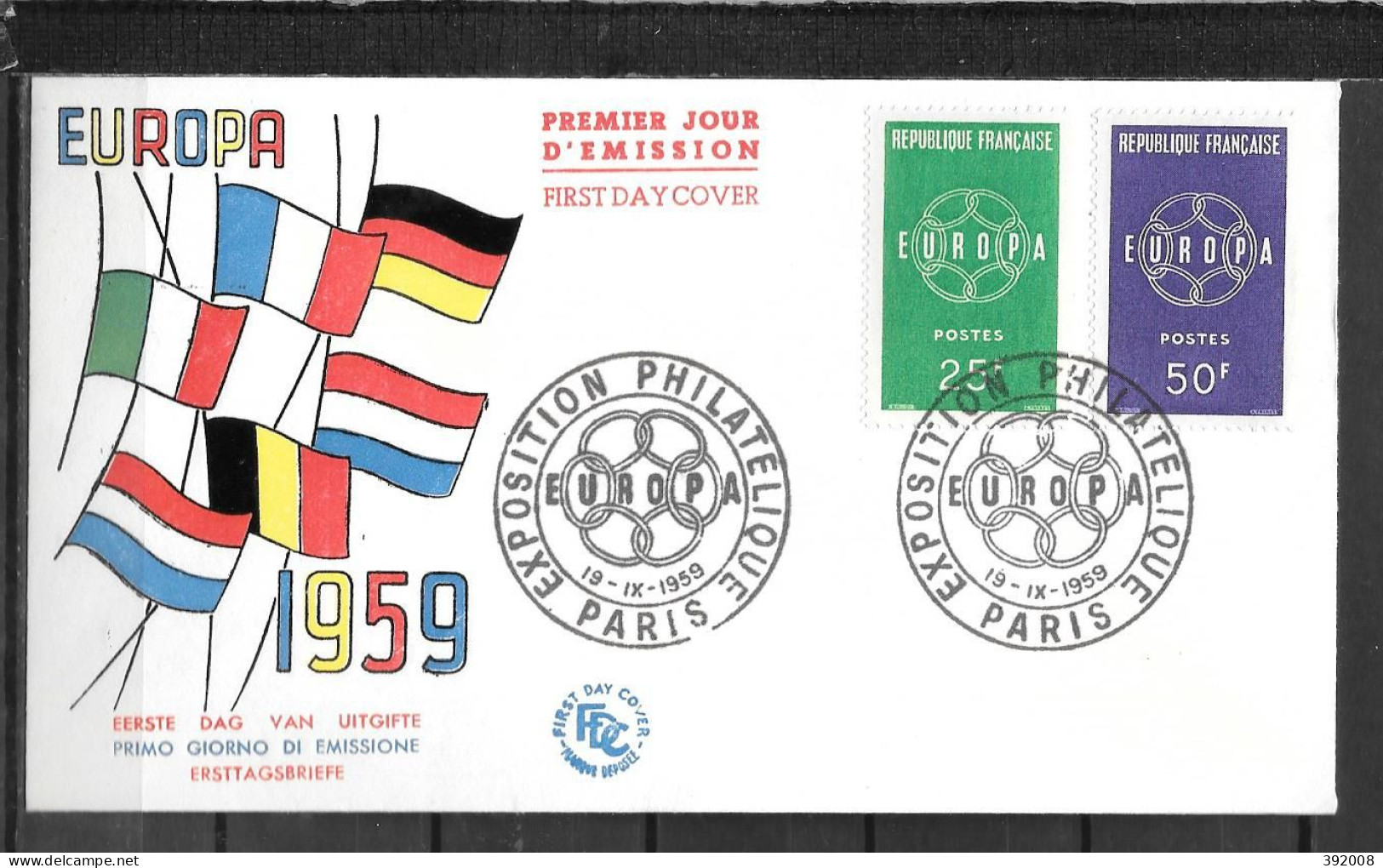 1959 - FDC - FRANCE - 11 - 11 - Paris - 1959