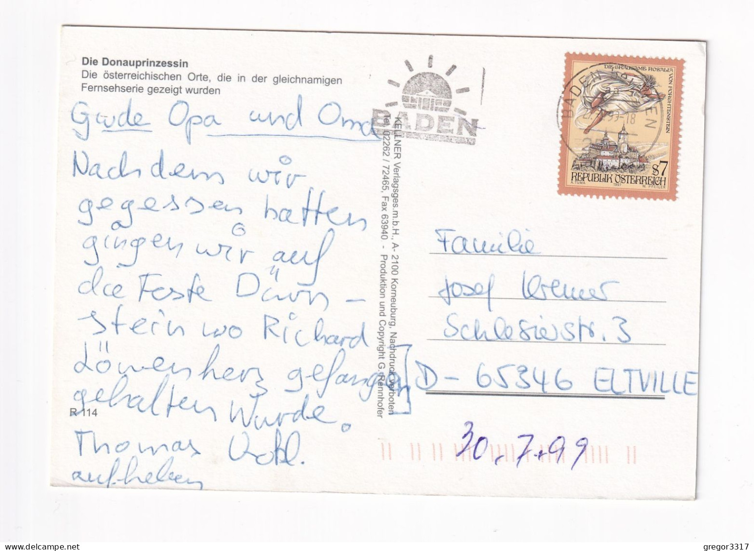 E5895) DONAUPRINZESSIN - SCHIFF  - Aggstein Spitz Melk Grein Artstetten Dürnstein Wien - WACHAU - Wachau