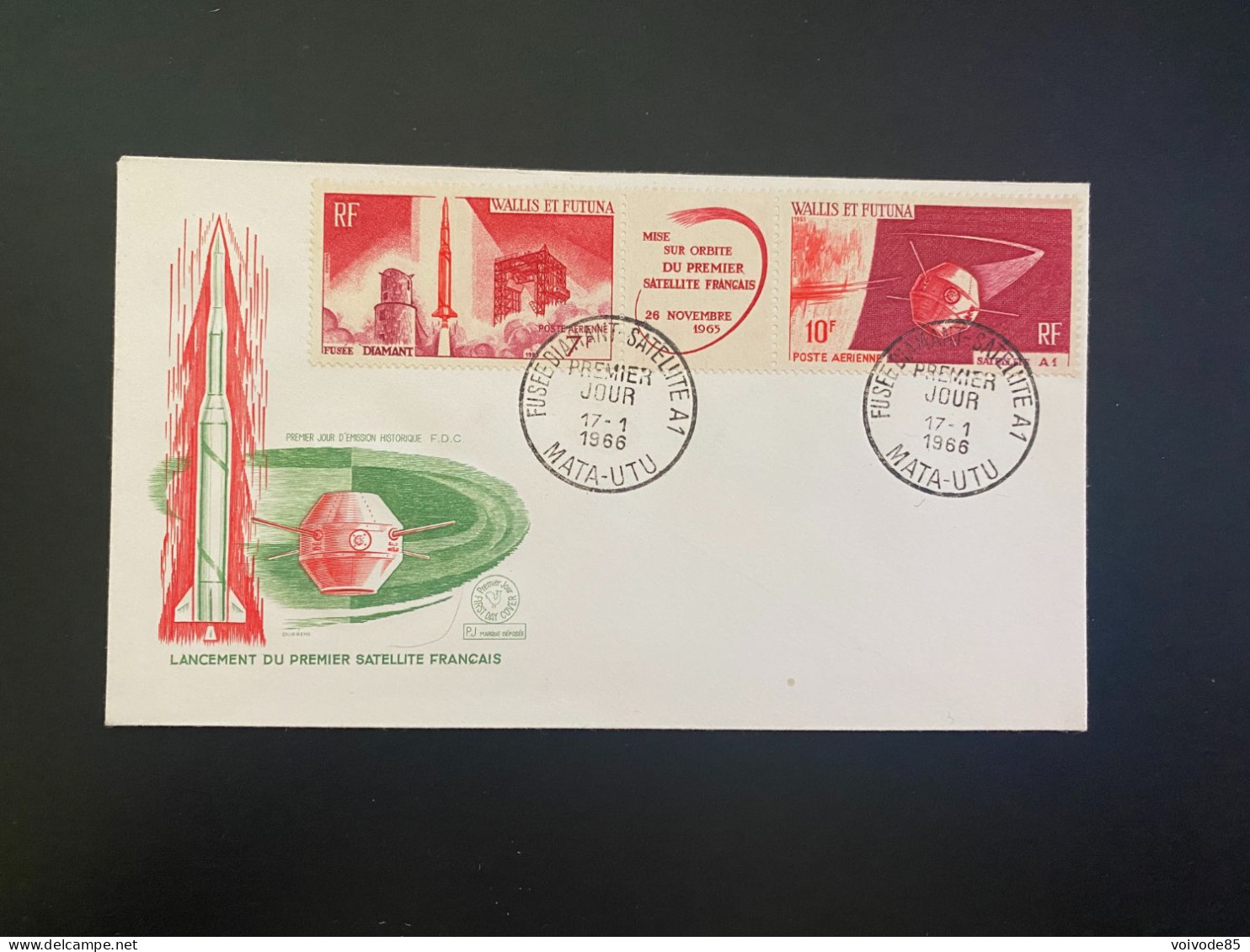 Enveloppe 1er Jour "Lancement Du 1er Satellite Français à Hammaguir" 17/01/1966 - PA25A - Wallis Et Futuna - Satellites - FDC