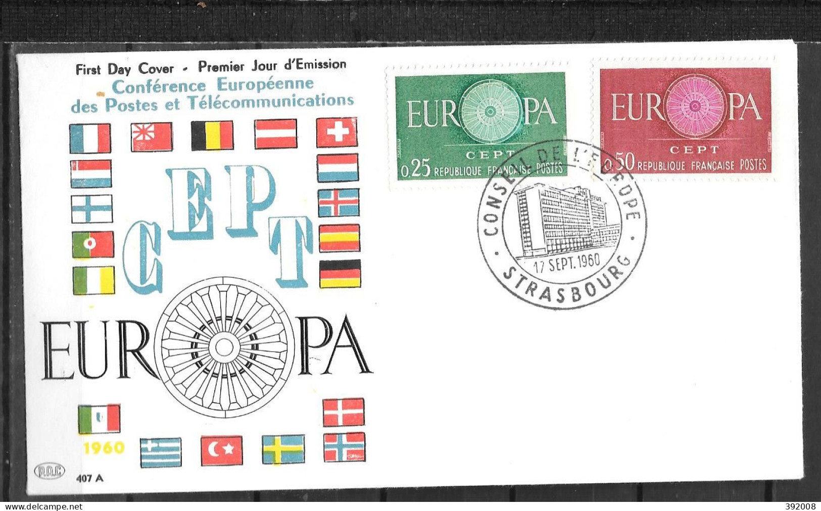 1960 - FDC - FRANCE - 19 - 15 - Strasbourg - 1960