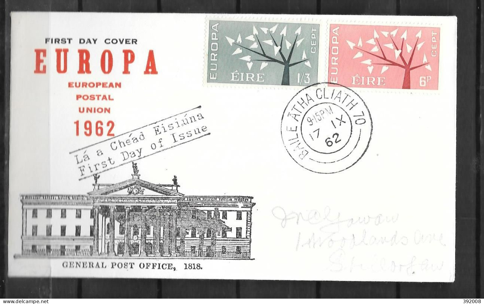 1962 - FDC - Irlande - 33  - 1962