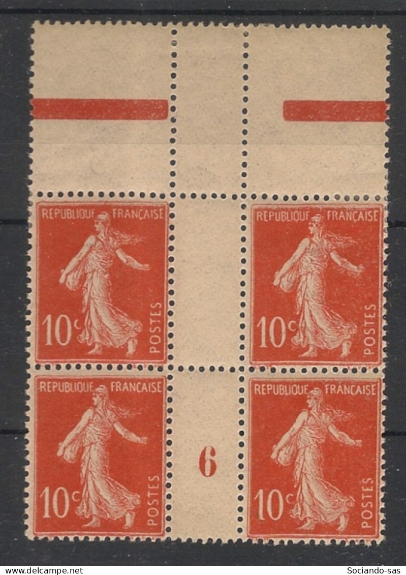 FRANCE - 1906 - N°YT. 135 - Type Semeuse Camée 10c Rouge - Bloc De 4 Millésimé - Neuf * / MH VF - Millésimes