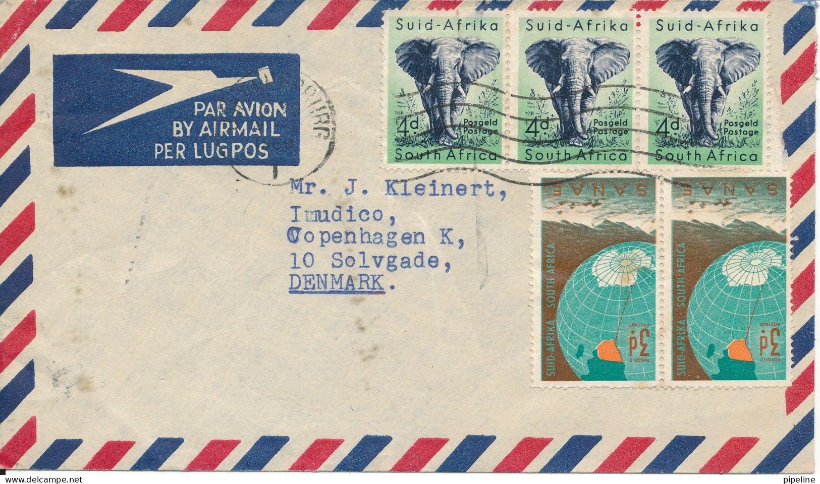 South Africa Air Mail Cover Sent To Denmark 1960 ?? With Topic Stamps - Poste Aérienne