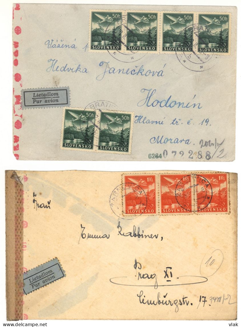 Slovakia Two Air CVRs Sent To Protectorate Bohemia-Moravia #3 - Cartas & Documentos