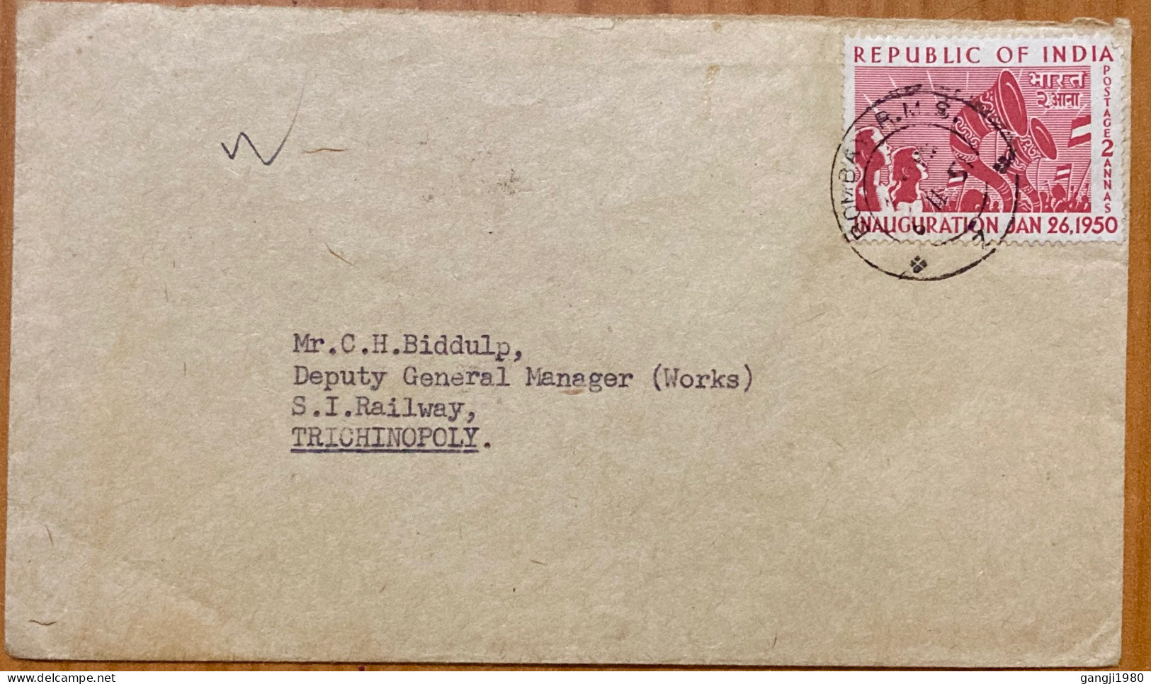 INDIA 1951, COVER USED, RARE PICTURE SLOGAN, CENSUS OF INDIA, REPUBLIC STAMP, TIRUCHIRAPALLY CITY CANCEL. - Briefe U. Dokumente