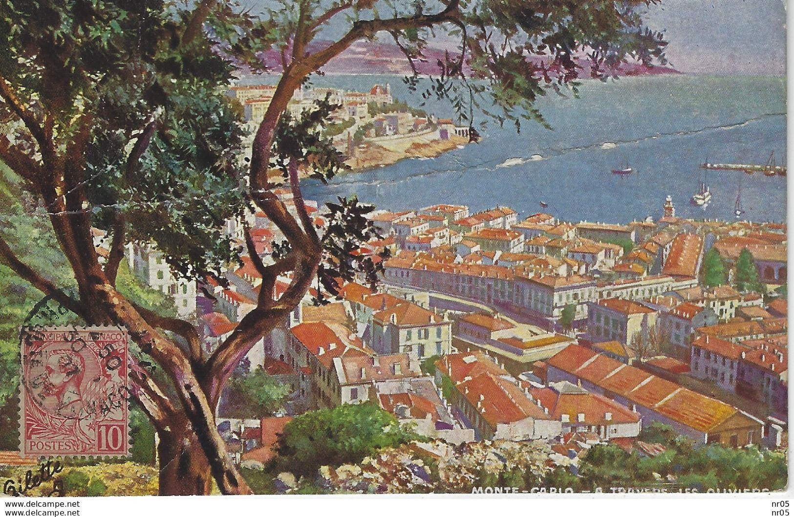 Timbre PRINCIPAUTE De MONACO Prince ALBERT 1er  Oblitere En 1907 Sur Carte Postale Raphael Tuck - Gebraucht