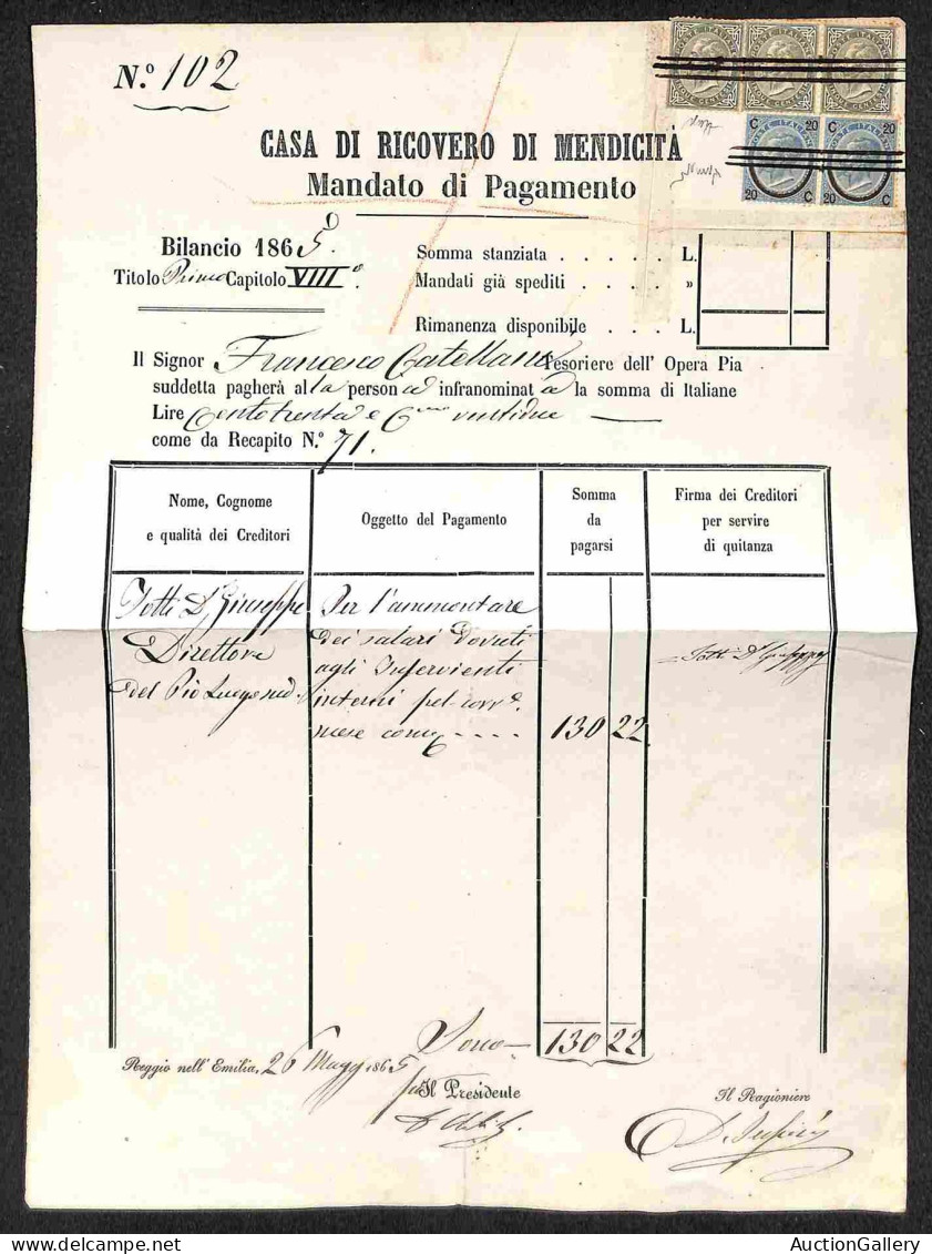 Regno - Vittorio Emanuele II - Uso Fiscale - Tre 5 Cent De La Rue (L16) + Coppia Del 20 Cent Su 15 (23) - Mandato Di Pag - Sonstige & Ohne Zuordnung