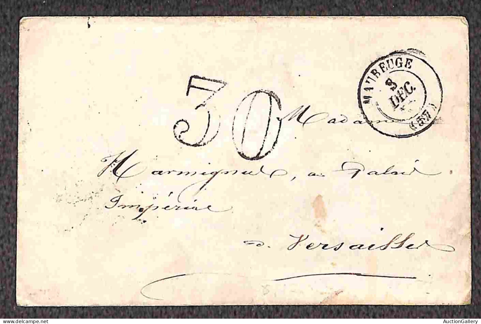 EUROPA - FRANCIA - 1858/1860 - Due Bustine + Una Lettera Per Versailles Non Affrancate E Tassate - Sonstige & Ohne Zuordnung