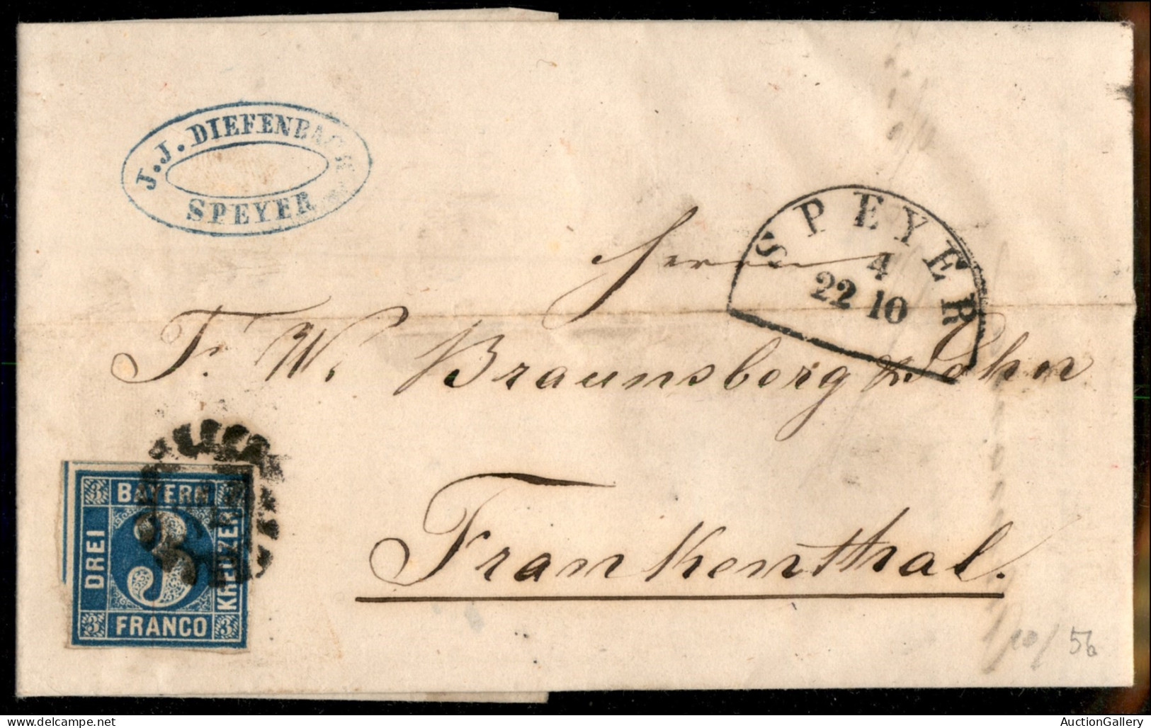 EUROPA - GERMANIA - 1856/1860 - Insieme Di 6 Lettere Affrancate Con 3 Kreuzer Cifra (2 Cinque + 10 Uno) - Da Esaminare - Sonstige & Ohne Zuordnung