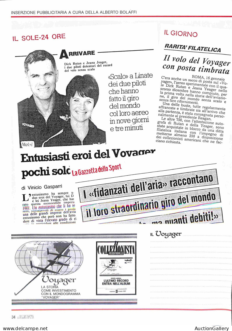 OLTREMARE - STATI UNITI D'AMERICA - 1986 - Aerogramma Del Volo Voyager Intorno Al Mondo  - Numero 302/750 - Firme Dei Pi - Other & Unclassified