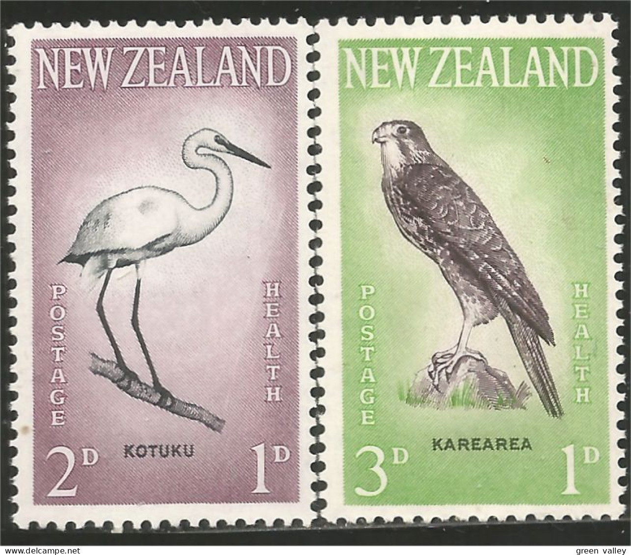 706 New Zealand 1961 Aigrette Egret Heron Faucon Falcon MNH ** Neuf SC (NZ-56b) - Águilas & Aves De Presa