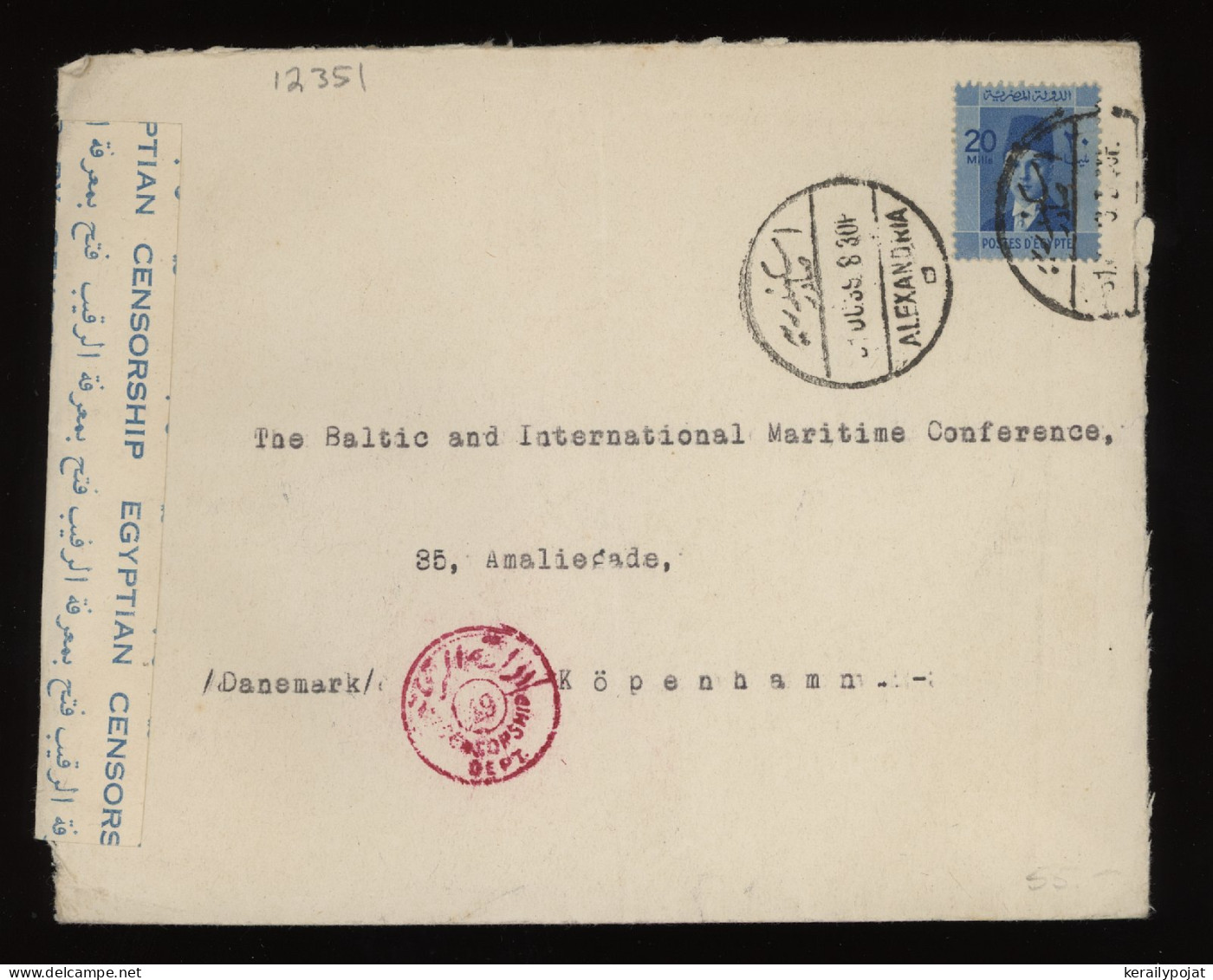 Egypt 1935 Alexandria Censored Cover To Denmark__(12351) - Briefe U. Dokumente