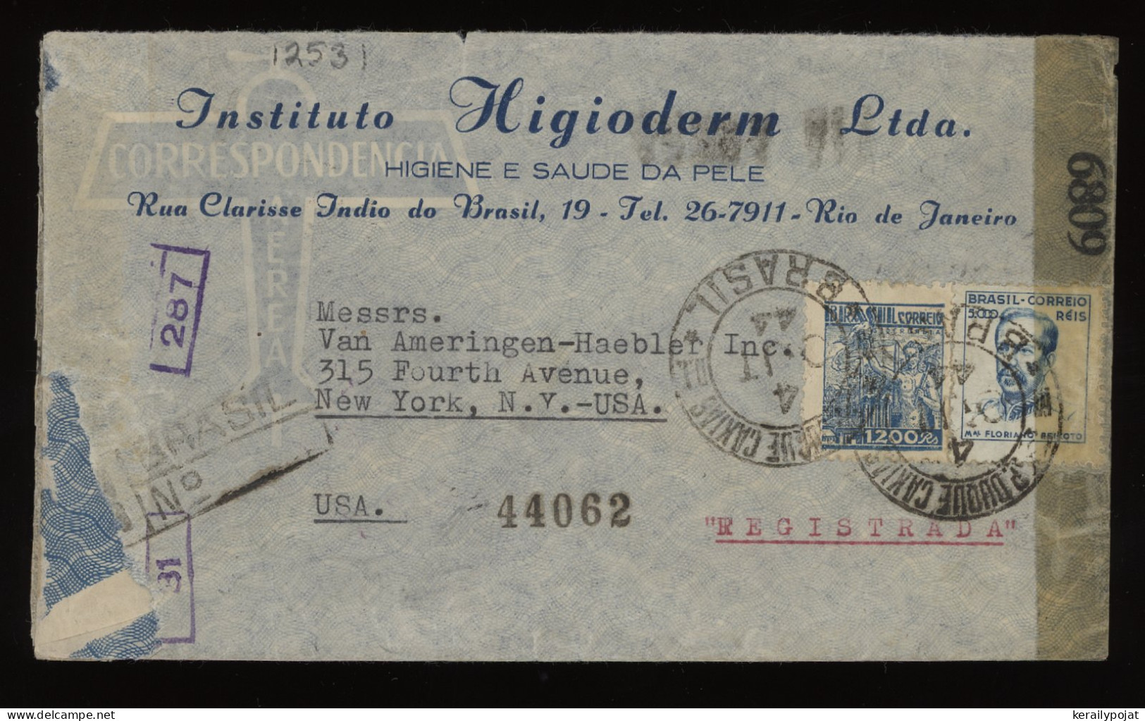 Brazil 1944 Censored Air Mail Cover To USA__(12531) - Luftpost
