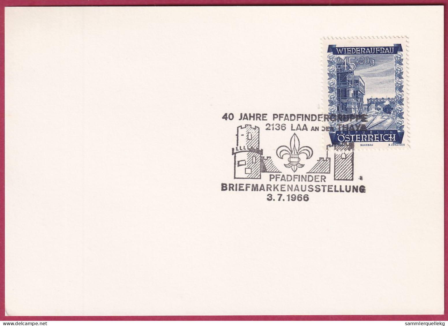 Österreich MNr. 862 Sonderstempel 3. 7. 1966 Laa An Der Thaya Pfadfinder Briefmarkenausstellung - Briefe U. Dokumente